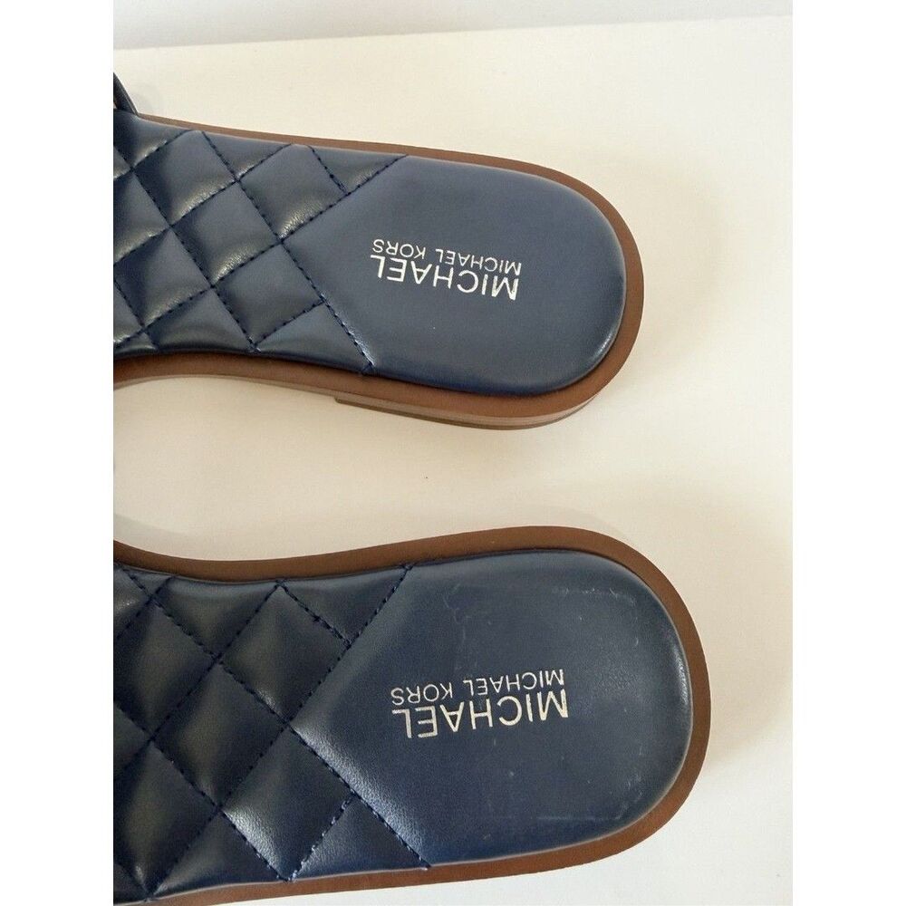 Michael Kors MK Logo Slide Sandals Blue Gray Women’s Size 7 Quilted - Picture 6 of 9